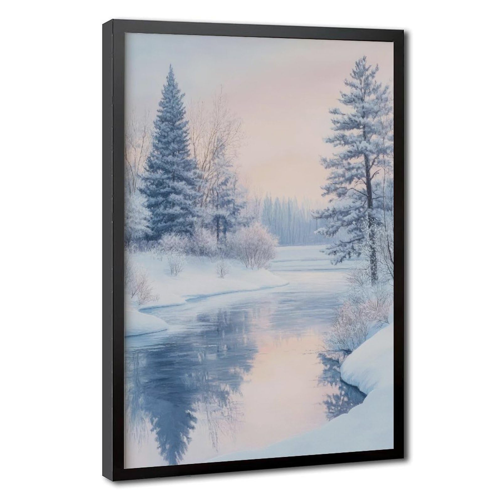 Bareronor Wall Art Scandinavian Winter Landscape Nature Canvas Poster Bedroom Decor Landscape Office Room Decor Gift 24" L X 36" W