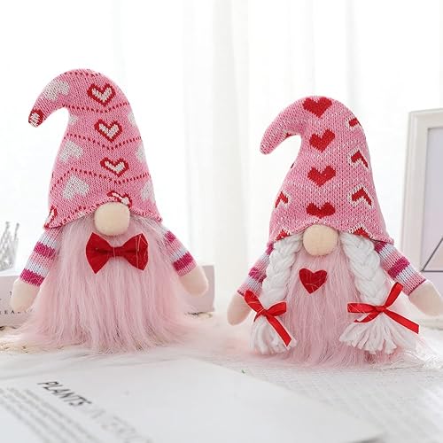 Miniatura 2 de Ochine Decoración de peluche de gnomo para el día de San Valentín decoración del día de San Valentín hecho a mano elfo escandinavo Tomte sueco San