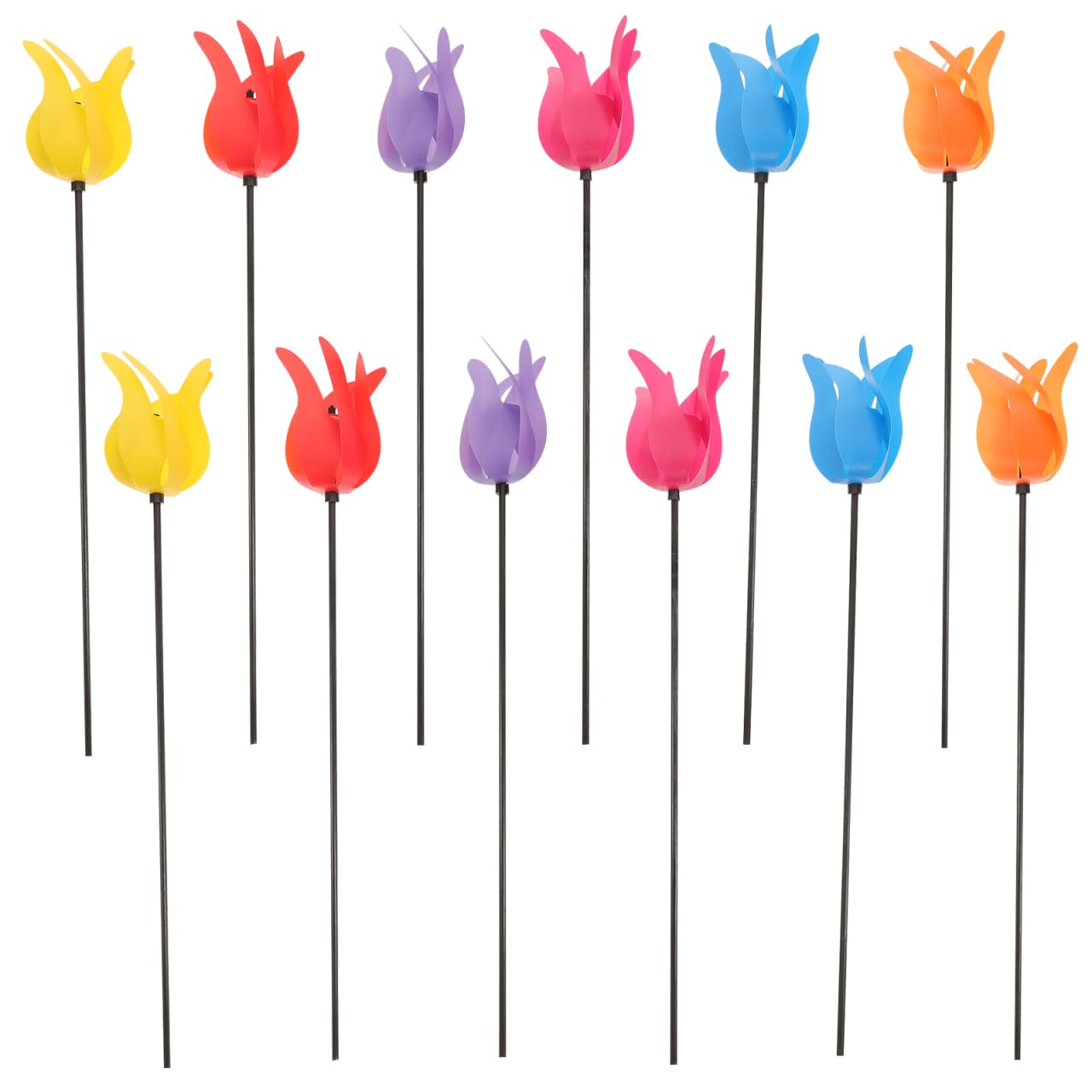 Abaodam Tulip Shaped Decorative Windmill Pinwheels 18.11In Spinners for Outdoor Lawn Yard Kids Play and Party Decoration