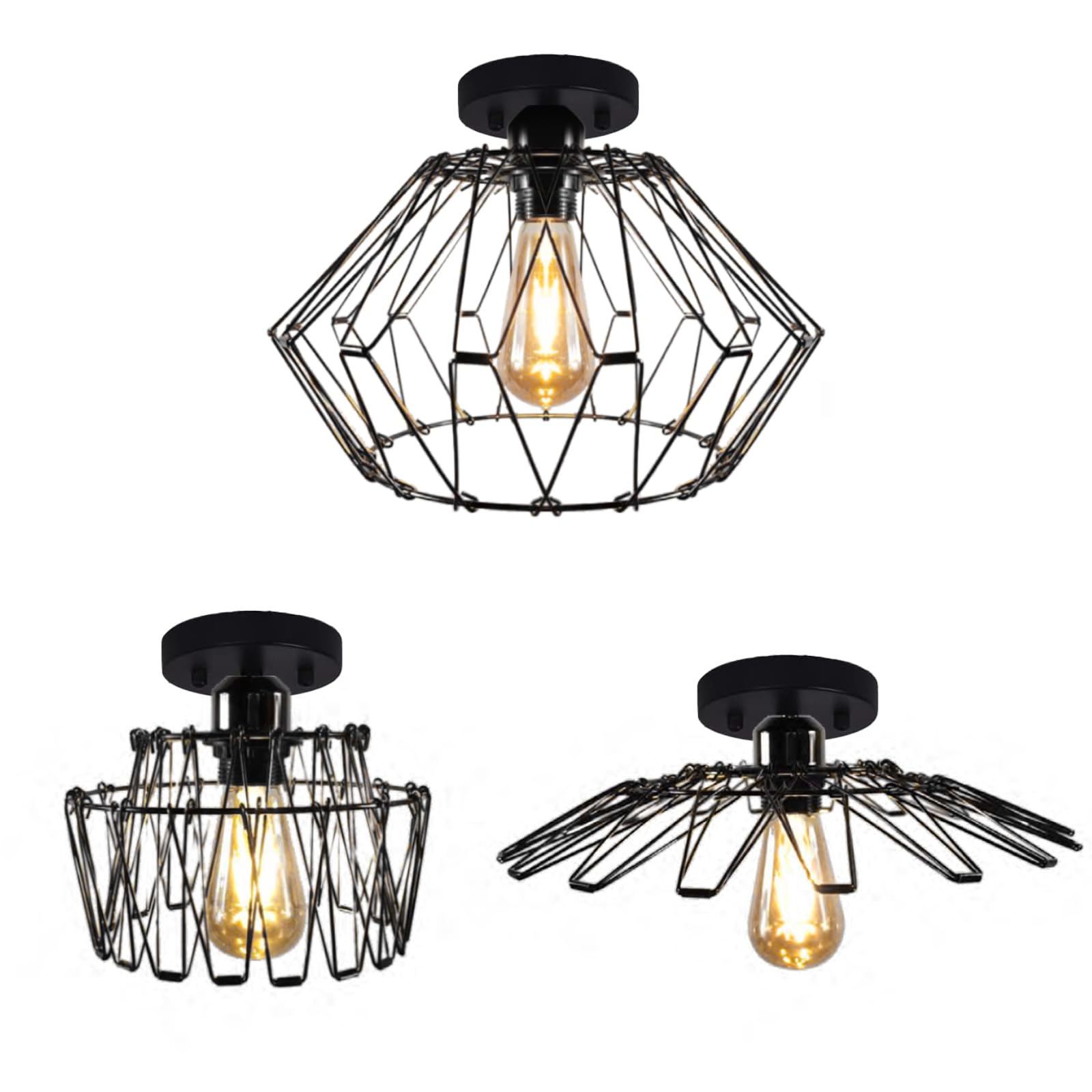 Pendant Light Fixtures, Ceiling Light Fixture, Metal Shade, Semi Flush Mount Ceiling Light for Hallway, Porch, Modern Industrial Vintage Indoor Hanging Light Fixtures, 9.8 Inch, E26, Bulb Not Included