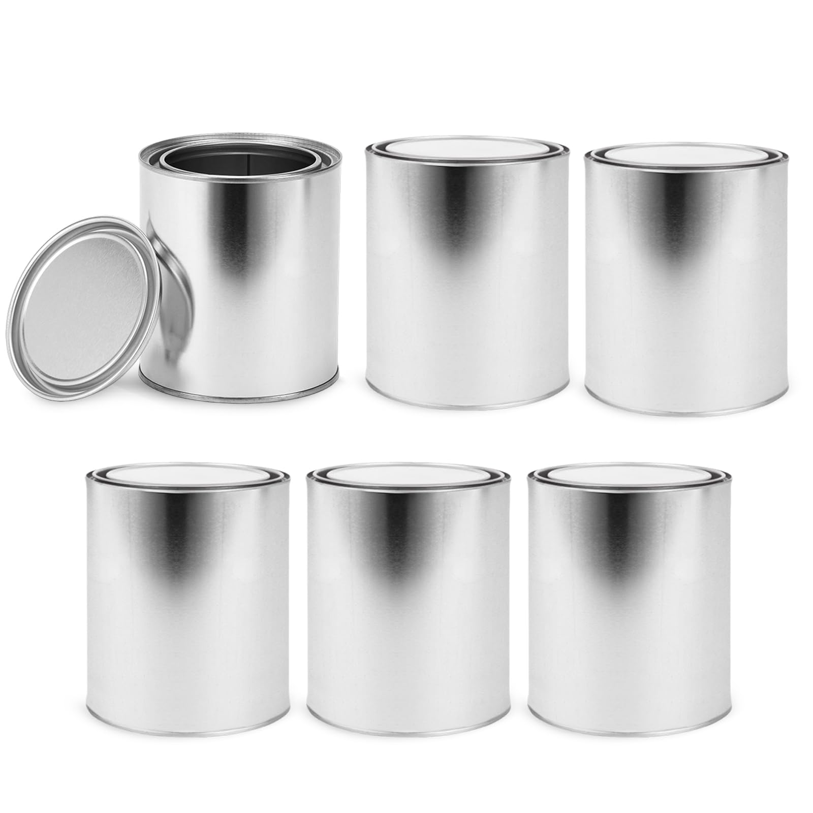 1 Litre Metal Paint Cans with Lids, 6 Pack Empty Paint Cans Unlined Paint Can Multipurpose Tins Buckets Storage Container for Painting Solvents