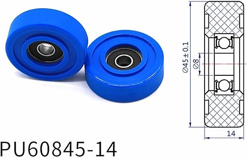 Miniatura 2 de Diameter 45mm, PU Polyurethane Bearing,Rubber Coated Soft PulleyRoller, Width 14mm Kindly (Color  Hole 8, Size  5pcs)