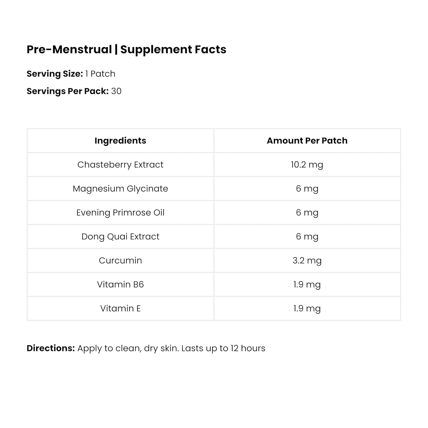 Adesivo Pré-Menstrual | Chasteberry, Magnésio, Óleo de Onagra, Dong Quai, B6 & Vitamina E | 30 Adesivos - Imagem 2