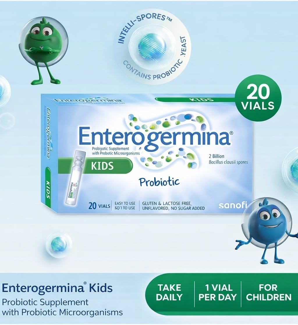 EnterogerminaKids 20 Vial | Probiotic Oral Suspension for Children | Digestive & Gut Flora Support