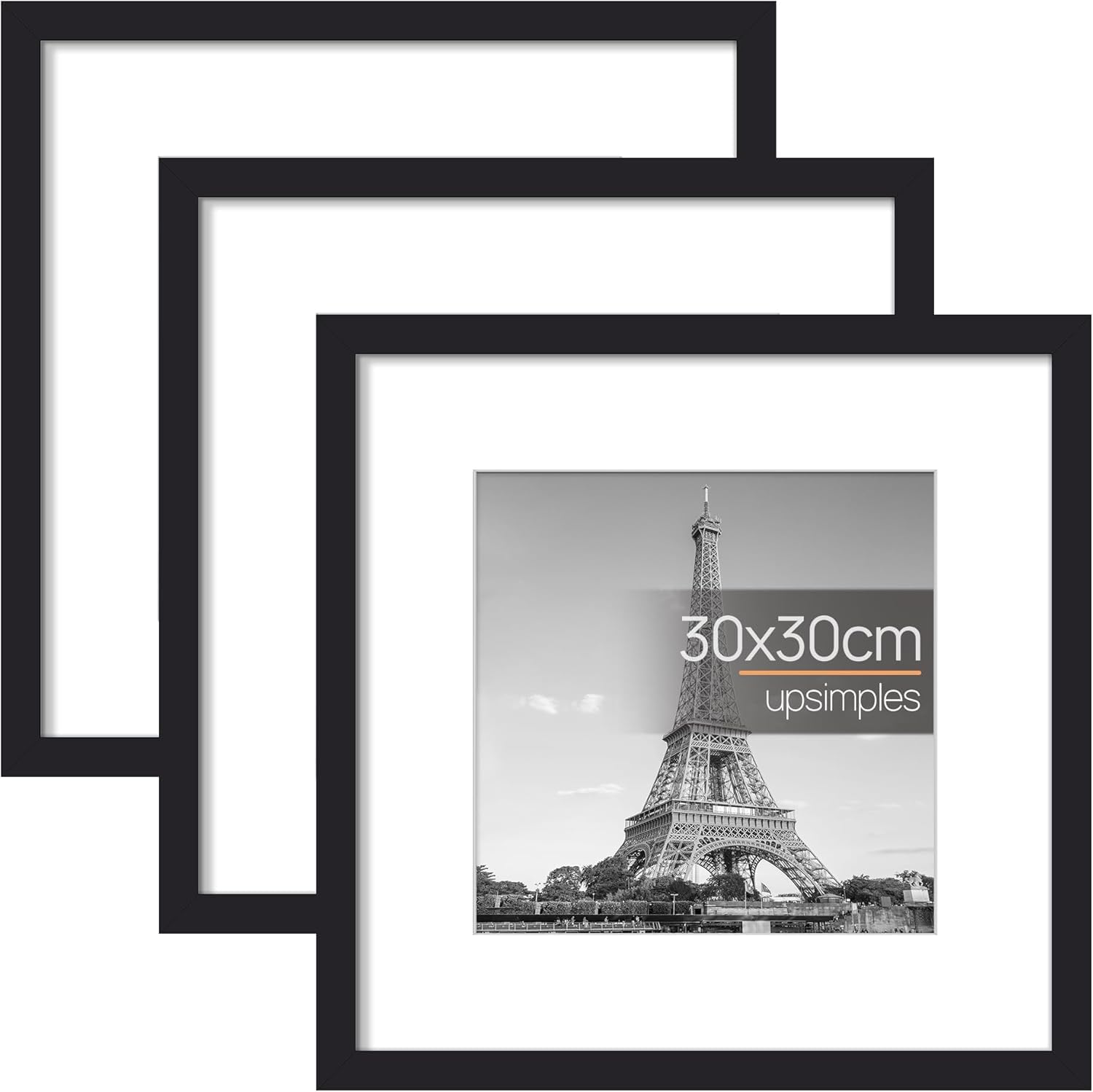 Cadre photo noir 30x30 haut de gamme Upsimples aux finitions épurées