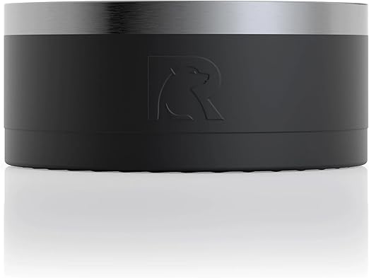 RTIC 3-in-1 Dog Bowl Food and Water Dish for Large Dogs and Small Dogs, Double-Walled Stainless Steel Metal, Portable, Non-Slip, Indoor and Outdoor, Small, Black & Black
