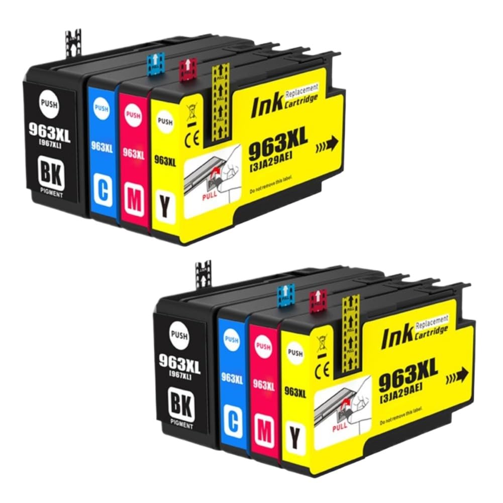 Cartucho de tinta 963XL 967XL compatible con OfficeJet Pro 9010(2 SET) | Compatible con OfficeJet Pro 9015 9020 9022 9025; Incluye cartuchos 963 967 XL
