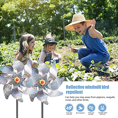 JIASHA Repellente per Uccelli Girandole,6 Pezzi Mulino a Vento Riflettente,Girandole Uccelli per Balcone,Repellenti per Uccelli a Girandola,per Proteggere Giardini, Fattorie, Cortili - Image 6