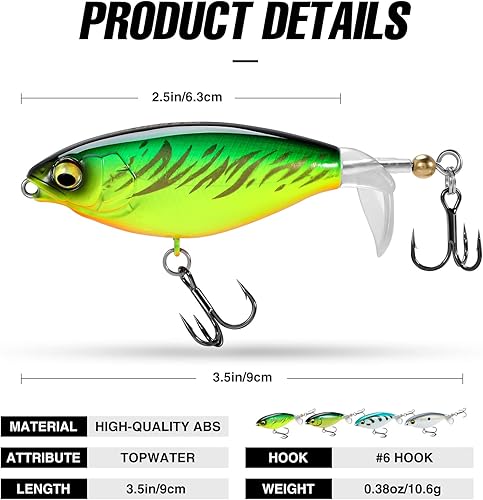 Miniatura 6 de PLUSINNO Señuelos de pesca de agua superior, 4 señuelos de pesca para lucioperca de trucha lucioperca lucioperca