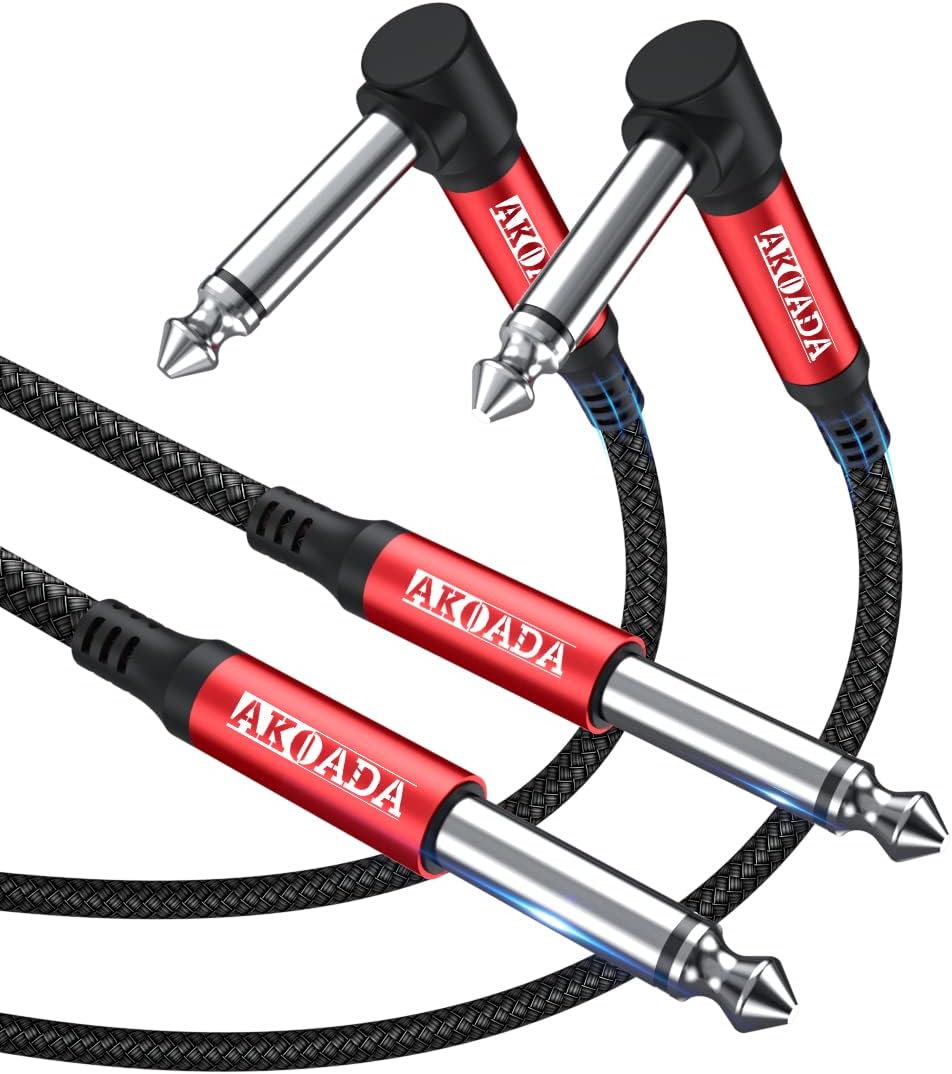 AkoaDa 2 Pack Guitars cable 3M, Electric Guitar Cable Guitars Patch Cable Guitar Lead Compatible With for Electric Guitar, Bass Guitar, Pro Audio, Electric Mandolin