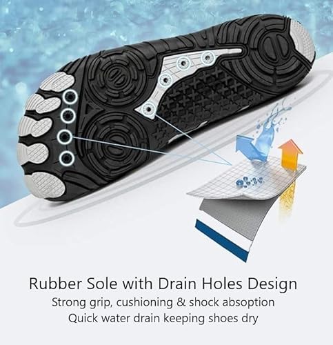 Water Shoes for Men Women - Quick Dry Shoes - Ultralight with Anti Slip Sole - Elastic & Stretchy Fabric - Aqua Shoes for Beach, Pool, Swimming, Snorkeling, and Hiking 39 EU Grey/Orange