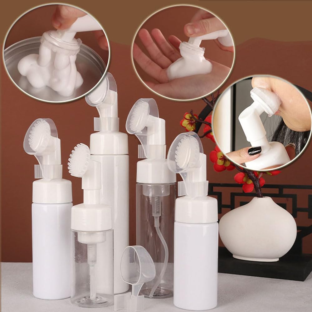 20 stücke 100-250ML leere Gesichtsreiniger Mousse Mini Schaum Gel Kopf Waschbürste Schaumflasche Drucktyp Reinigungsmilch Schäumende Seife Pumpspender für zu Hause im Freien (Weiß,150ML)
