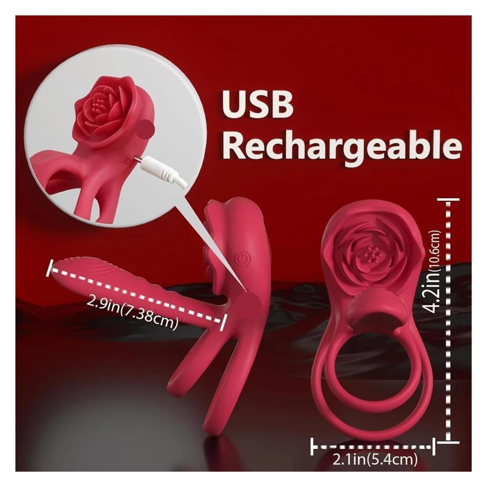 Silikon Massage Ring tragbar mit zwei Motoren, USB