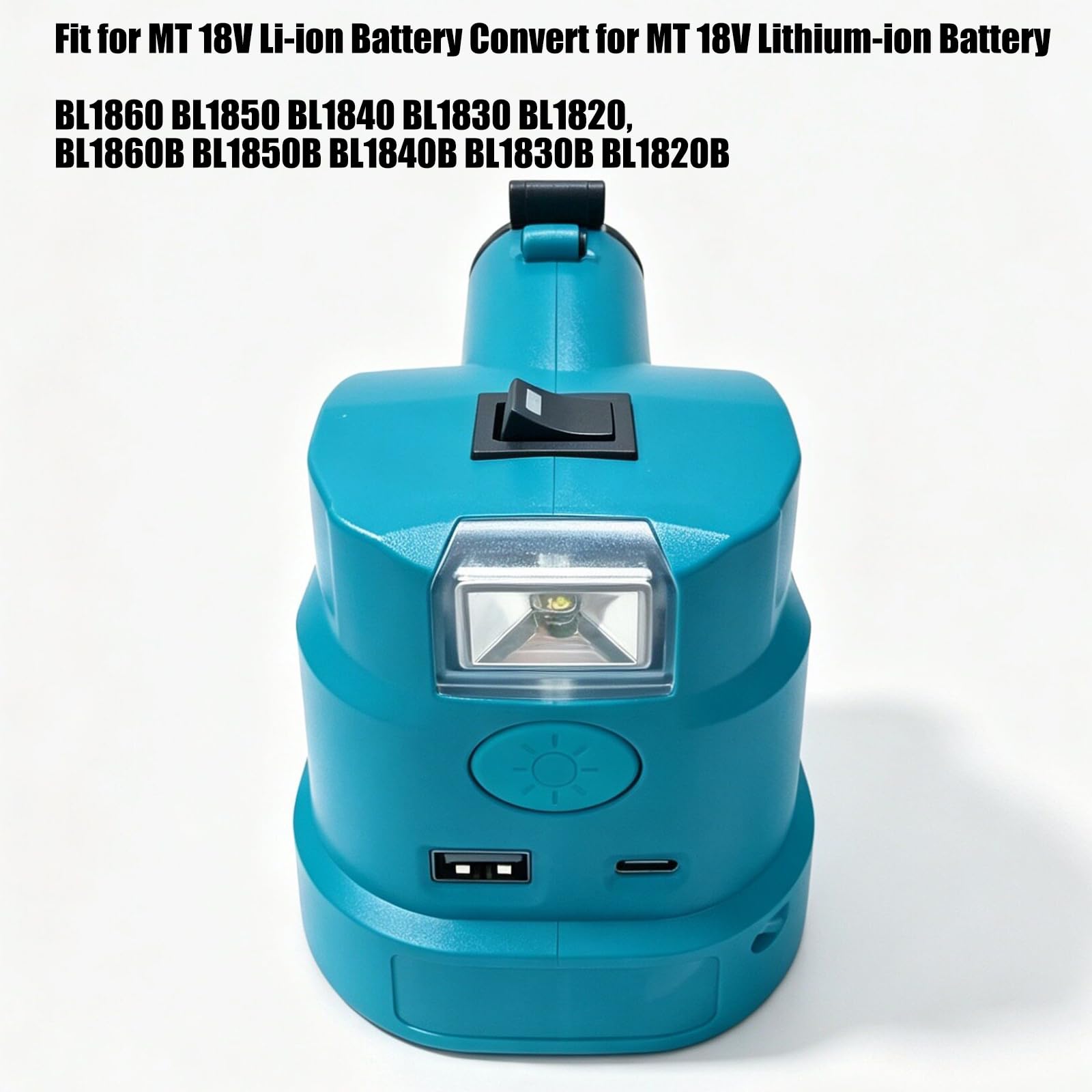 Convertidor de enchufe portátil de 12 V, baterías de herramientas, adaptador de luz LED con carcasa ABS, fuente de alimentación temporal para camping, reparación, respaldo de vehículos