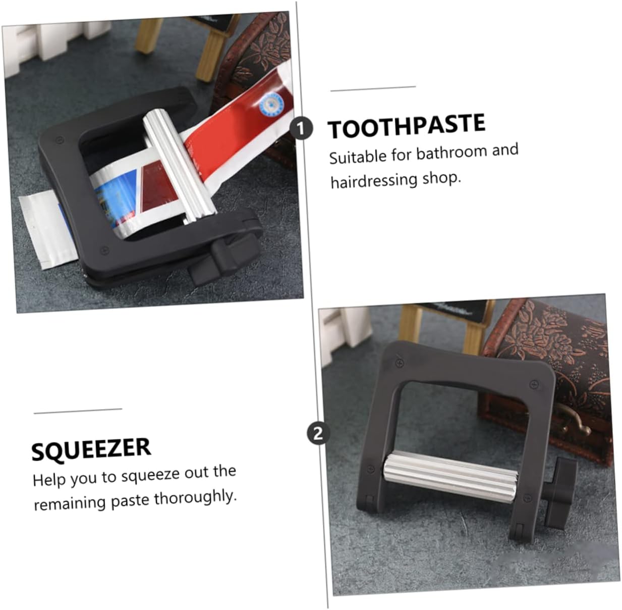 KOMBIUDA 3pcs Toothpaste Hand Cream Tube Squeezer Efficient Toothpaste Extruder for Home and Salon Use Black Easy to Operate Squeeze Roller for Hair Dye and Creams