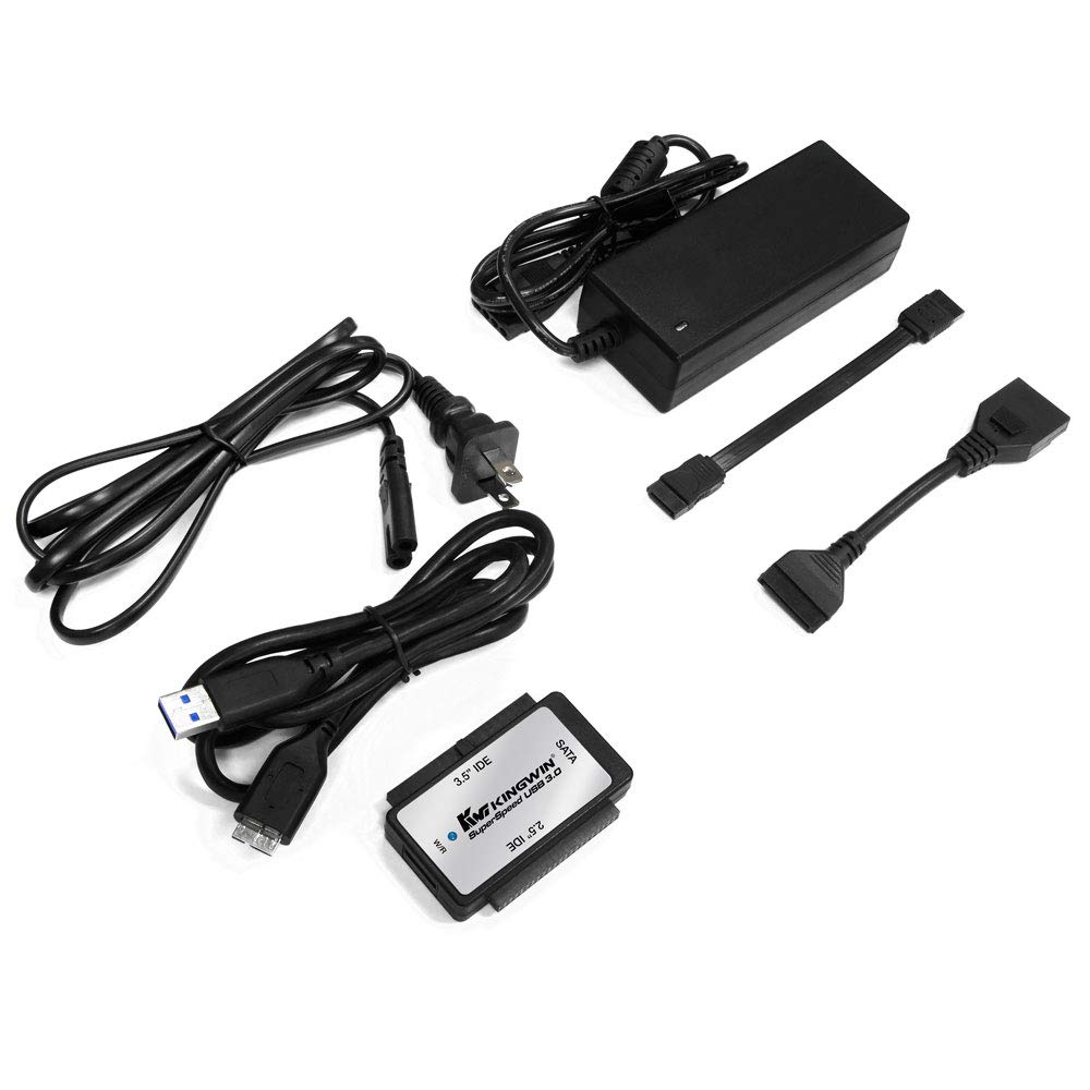 Kingwin Uniwersalny adapter USB 3.0 na SSD/SATA/IDE do 2,5-calowych, 3,5-calowych, 5,25-calowych dysków twardych. Kompatybilny z (SATA I/II/III) HDD, [Hot Swappable], prędkość 5 Gb/s, UASP. Łatwe