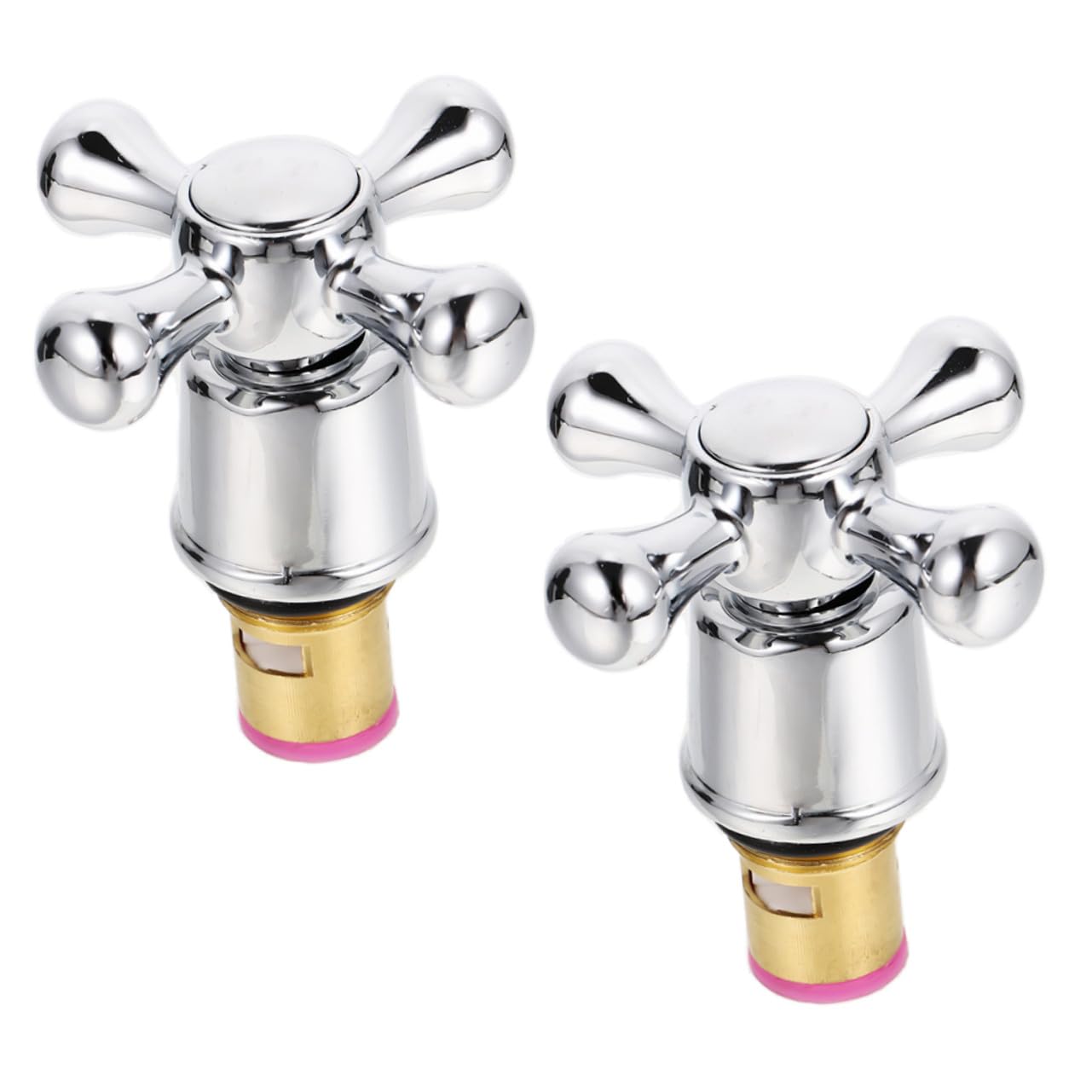 jojofuny Manijas de Grifo Frío y Caliente 1/2 Pulgada Reemplazo, Volante Cruzado Estilo Victoriano, Perillas para Grifo de Fregadero de Cocina y Baño, Paquete 2 Piezas, Color Aleatorio