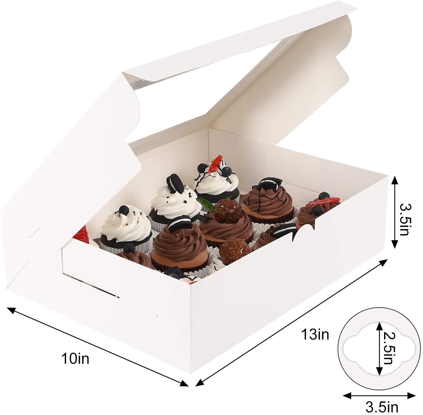 Moretoes Cupcake Boxes 8 Packs, White Cupcake Carrier Bakery Boxes with
