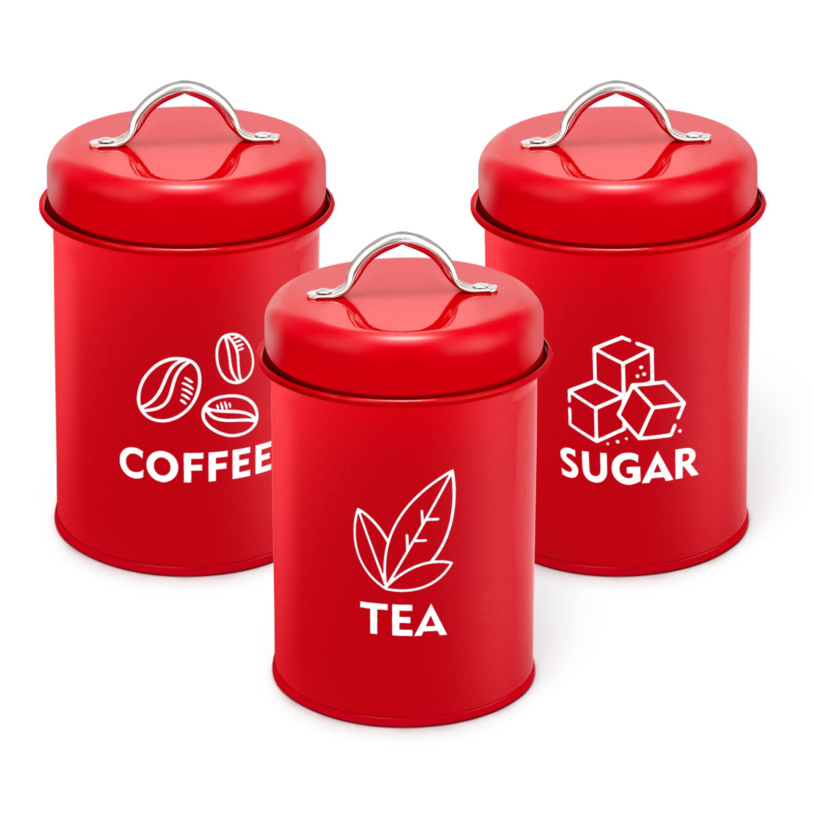 P Prettyia Aluminium Vorratsdose Rund - Teedose Für Kaffee, Gewürze & Süßigkeiten In Rot