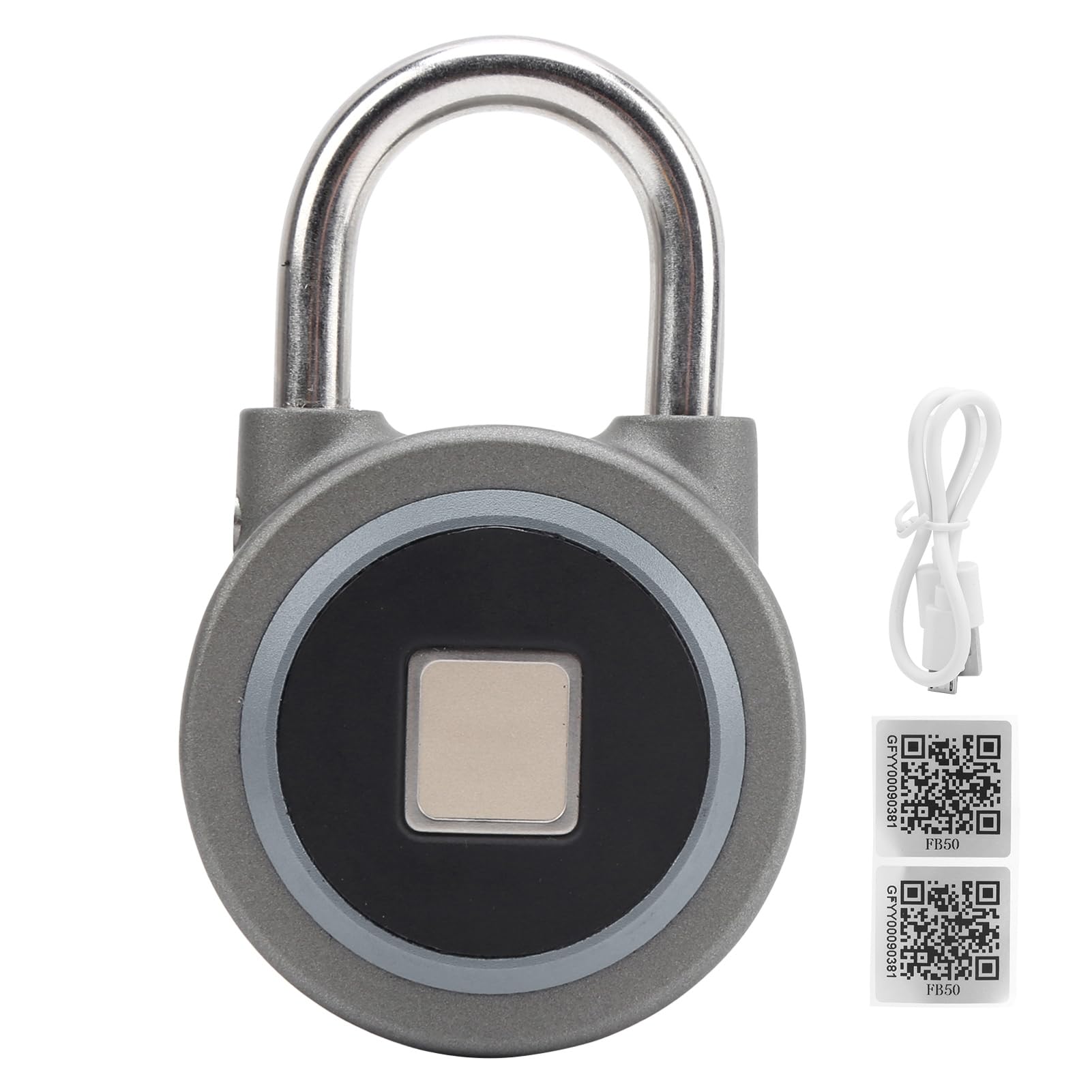 Cerradura Portátil con Huella Dactilar - Candado sin Llave con Acceso Remoto, IP65, para Bolsos, Cajones, Maletas, Gris Claro (gris claro)