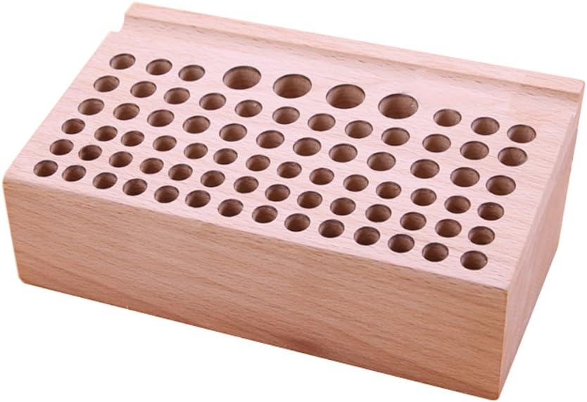 AMPSEVEN leathercraft Wooden Holding Organiser Wood Tool Stand for Punches Tools 76 Holes