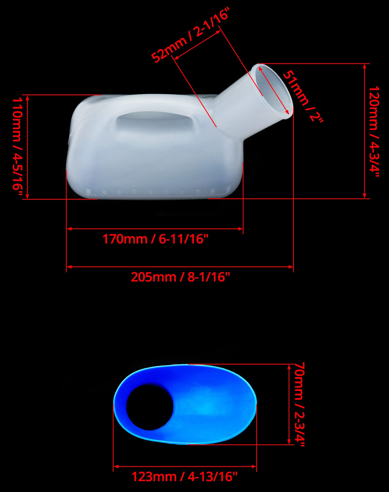 QWORK® 1000ml pisuar dla mężczyzn i kobiet sika, przenośna butelka na mocz, posiada osłonę, do samochodu, kempingu, podróży, na zewnątrz, 1000 ML