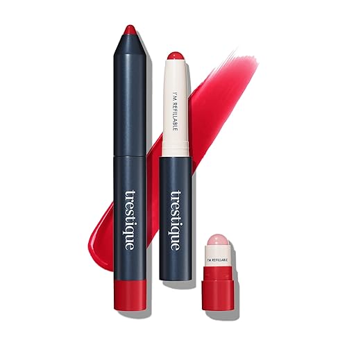 TRE'STIQUE Trestique Prime And Shine - Lápiz labial brillante recargable con base de labios incorporada, lápiz labial de maquillaje Clean Beauty,