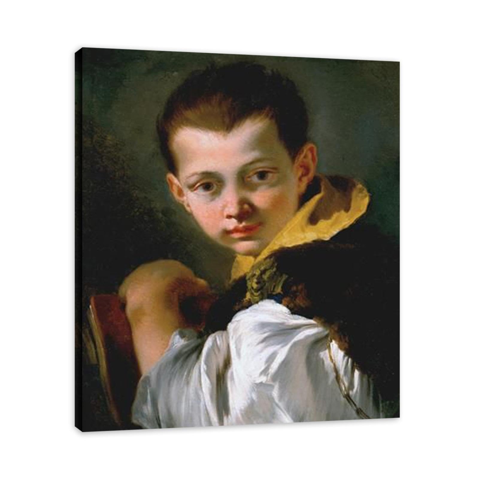 TNGHHSGA Junge, der ein Buch hält Leinwanddruck Von Giovanni Battista Tiepolo – Barock-Rokoko-Meisterwerk, Venezianische Schule Malerei, Dekorative öLgemäLde FüR Home Gallery 20x24cm