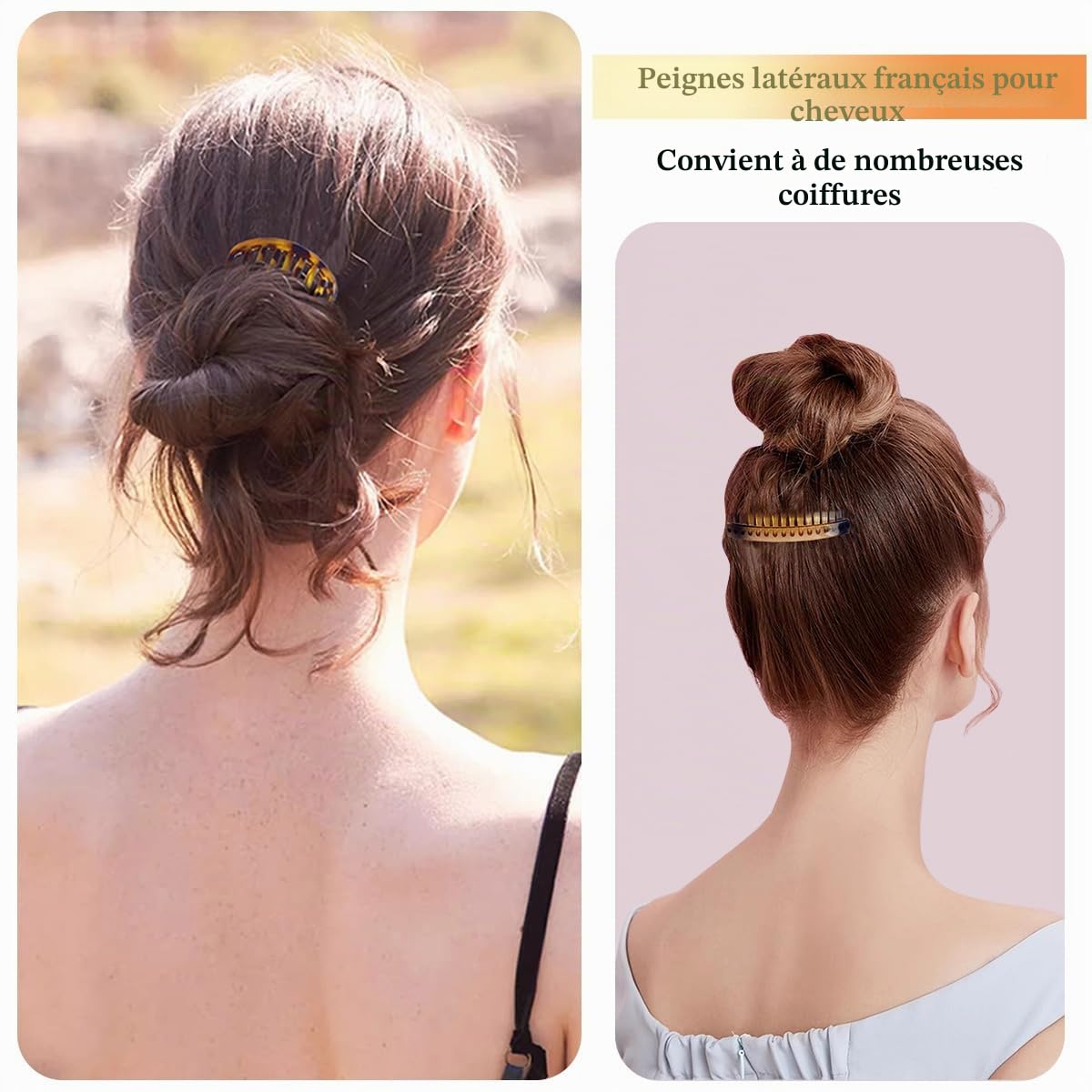 16 Pièces Peignes Latéraux Francais, XingyLi Peigne à Cheveux Côté Décoratifs en Plastique, 9/11/16/23 Dents Pince à Peignes Chignon Latéraux, Peigne de Voile de Mariage Accessoires pour Femmes