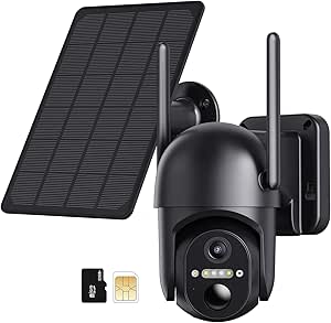 Ebitcam 4G LTE Cellular Security Cameras Includes SD&SIM Card, Solar Outdoor Cameras Work Without WiFi, 2K Live Video, 360° Full View, Color Night Vision, Motion&Siren Alert, Playback on Phone (S40) asin的图片