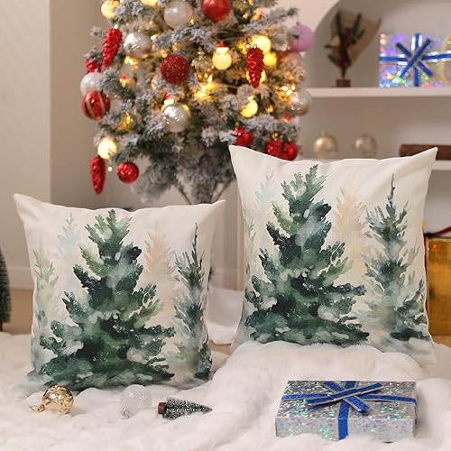 Miniatura 3 de DFXSZ Juego de 2 fundas de almohada de Navidad de 18 x 18 pulgadas, color azul y verde, decoración de invierno para el hogar, sofá, 31C