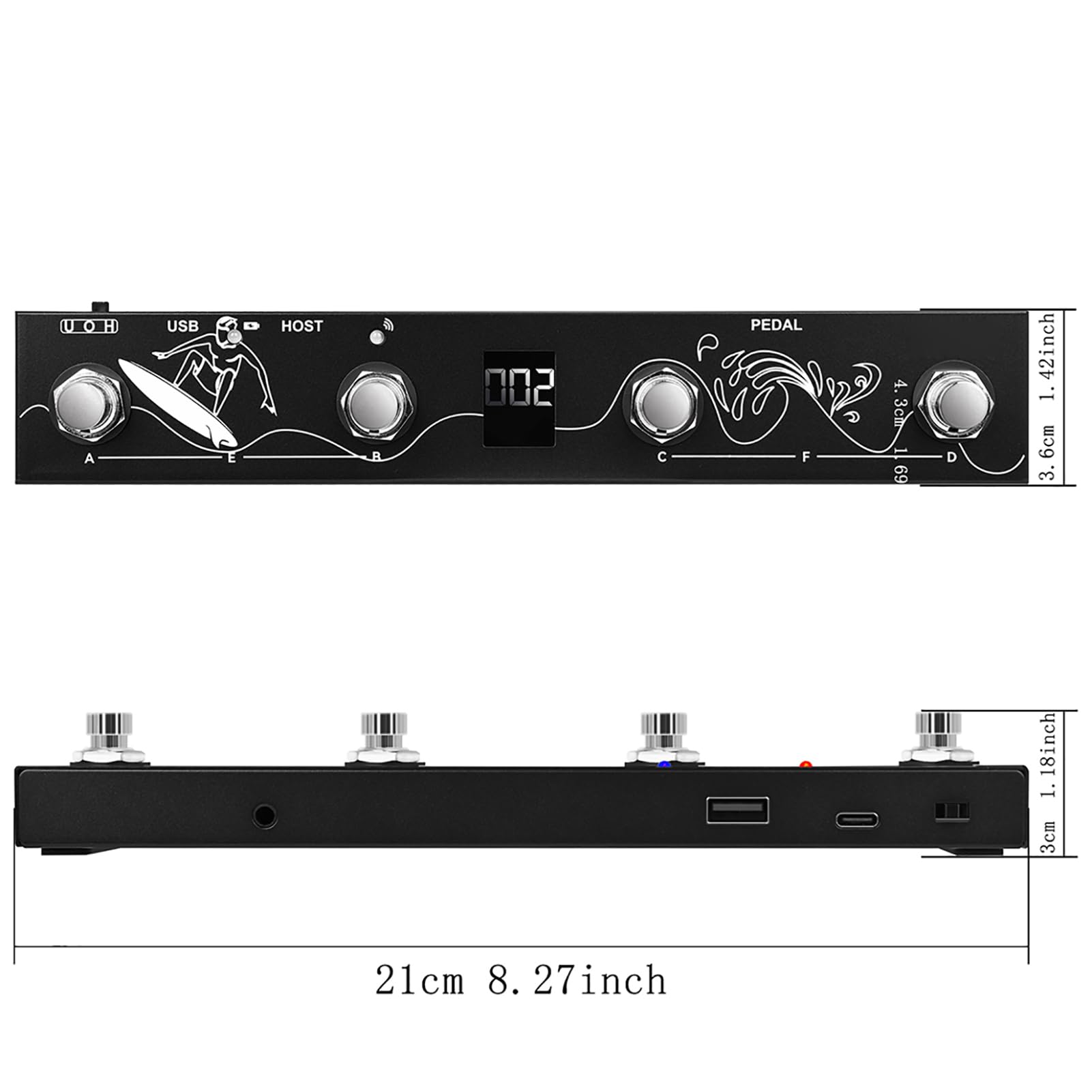 Jeffergarden BT MIDI Controller a Pedale Controller Wireless Multifunzione per Tastiera a Pedale Processore di Effetti Sonori per Spettacoli Teatrali Home Studios