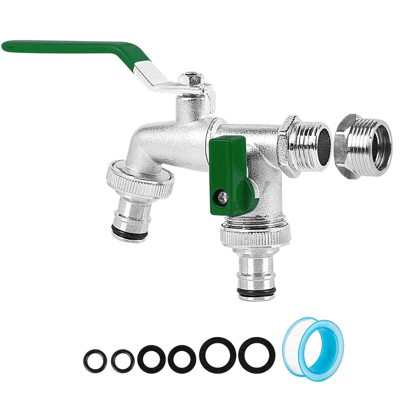 Robinet de jardin extérieur à double sortie universel 3/4 et 1/2 pouce, laiton, résistant au gel