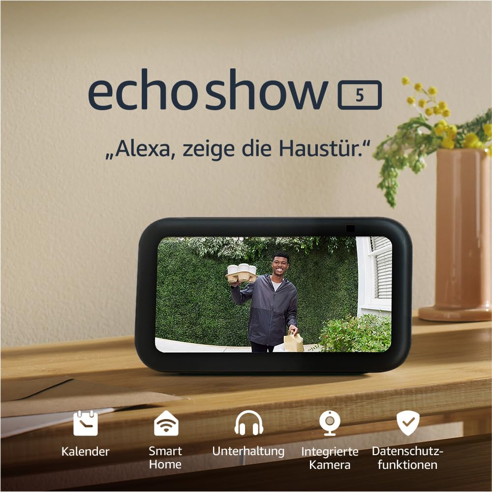 Echo Show 5 (Neueste Generation) | Kompakter smarter Touchscreen zum Steuern deines Smart Homes und mehr | Anthrazit… – Ansicht 2