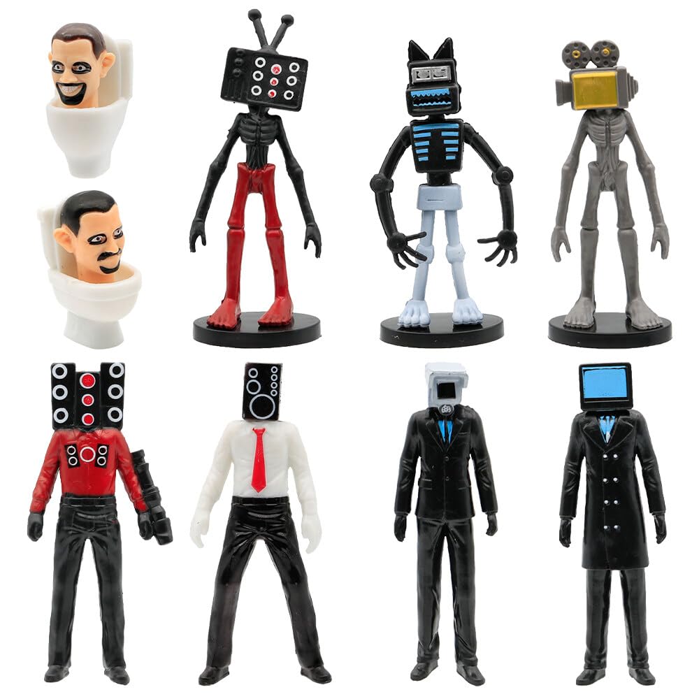 CJBINSkibidi Toilet Toy Figures Set, 9PCS Toilet Toys Gaming Action  Figures, Collectible Anime Toilets TV Man Figure, Fun Battle Action Figures  Stuff