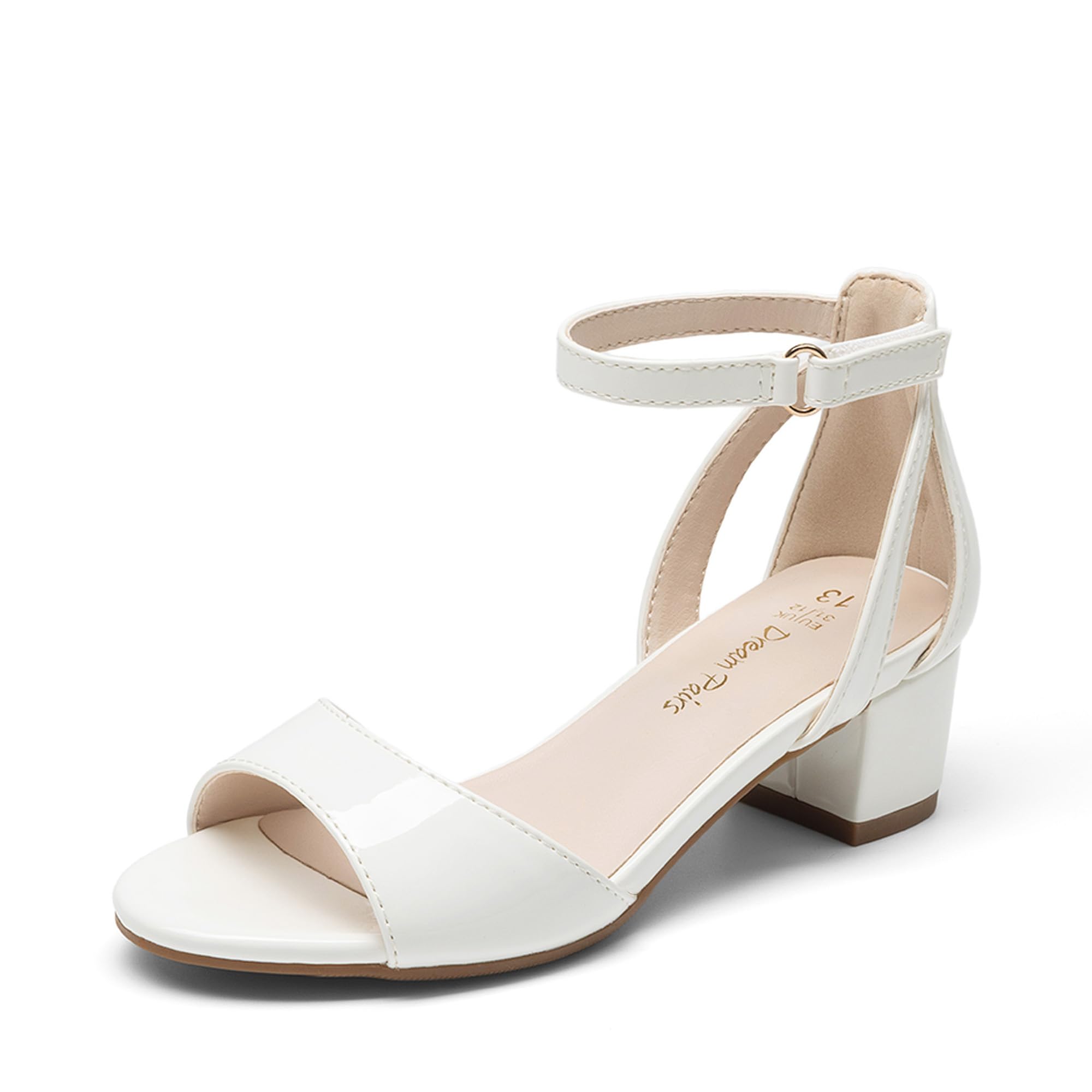 DREAM PAIRS Girls Sandals Chunky Pump Ankle Strap High Heels Dress Open Toe Flower Wedding Party for Little Big Kid