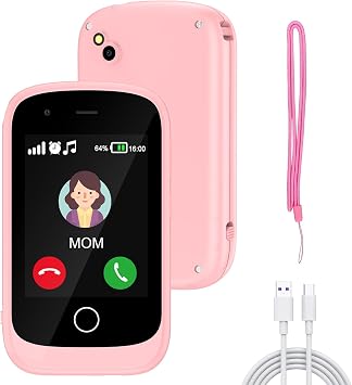 Kids Phone, Smartphone for Boys Girls, 2.8 Inch Touchscreen Learning Toy for Kids Age 4-12 with Phone call, Camera, Game, Music, Alarm