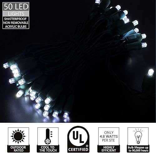 Miniatura 3 de 50 mini luces LED de Navidad de gran angular de 0.197 pulgadas, tira de luces LED blancas para decoración de árboles de Navidad en exteriores e