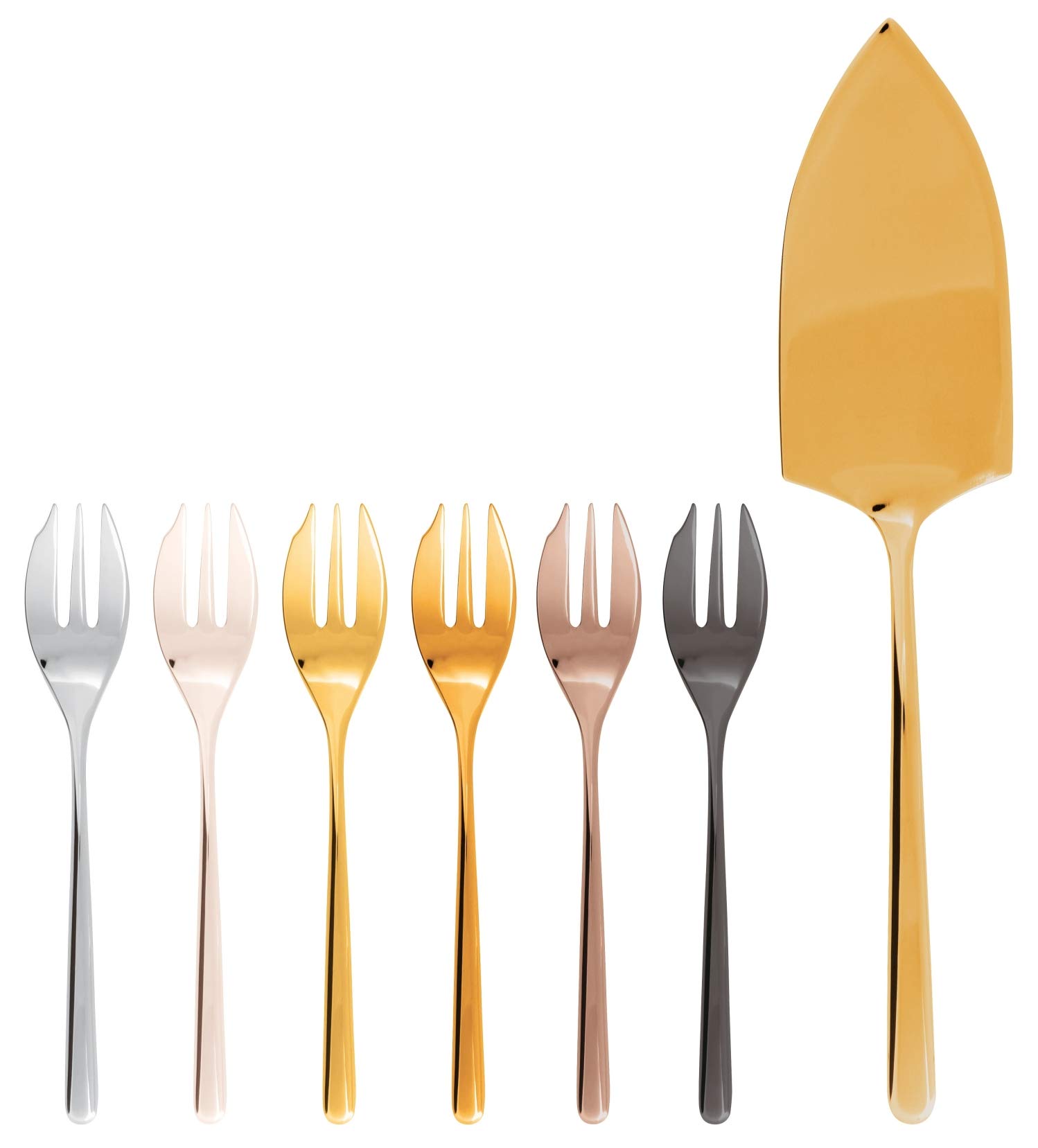 Sambonet - Set 6 Forchette Dolce E Pala Torta Linear Pvd Mix & Play