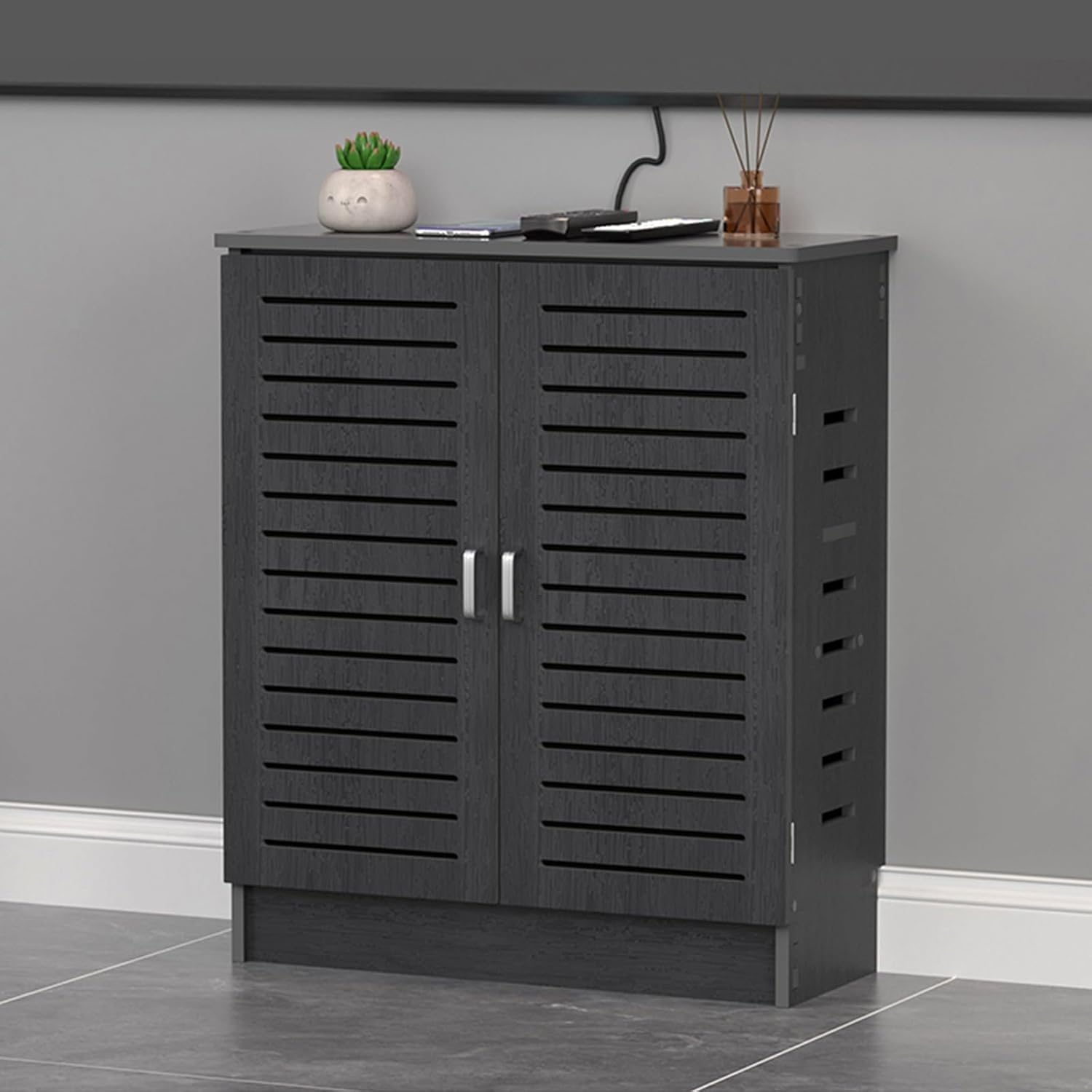 Decorative Router Cabinet with Storage Box, WiFi Router Cover, Signal-Friendly Design, Reserved Outlet Hole, Perfect for Home Office (50x80x25cm)