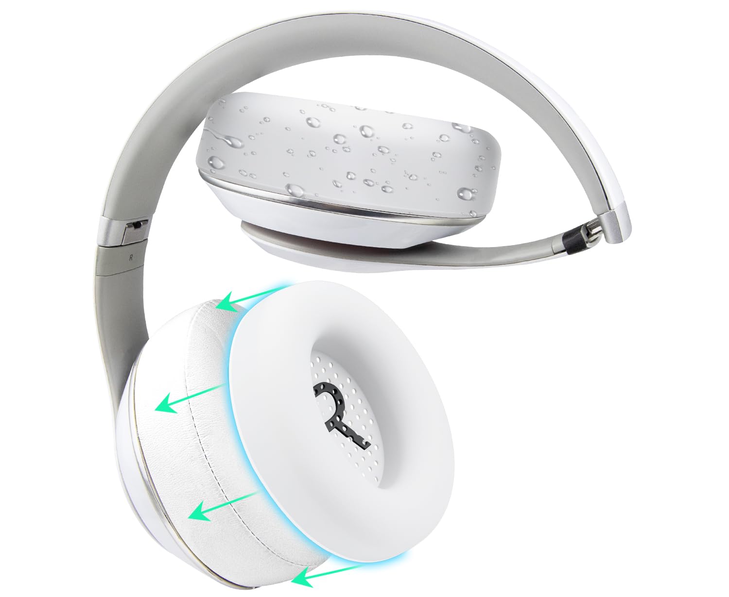 SOULWIT Silicone Earpads Cover for Beats Studio 2/3/Pro Wired/Wireless Over-Ear Headphones, Protective, Sweatproof, Washable, Durable Ear Pads Cushion Protector - Matte White-image-32