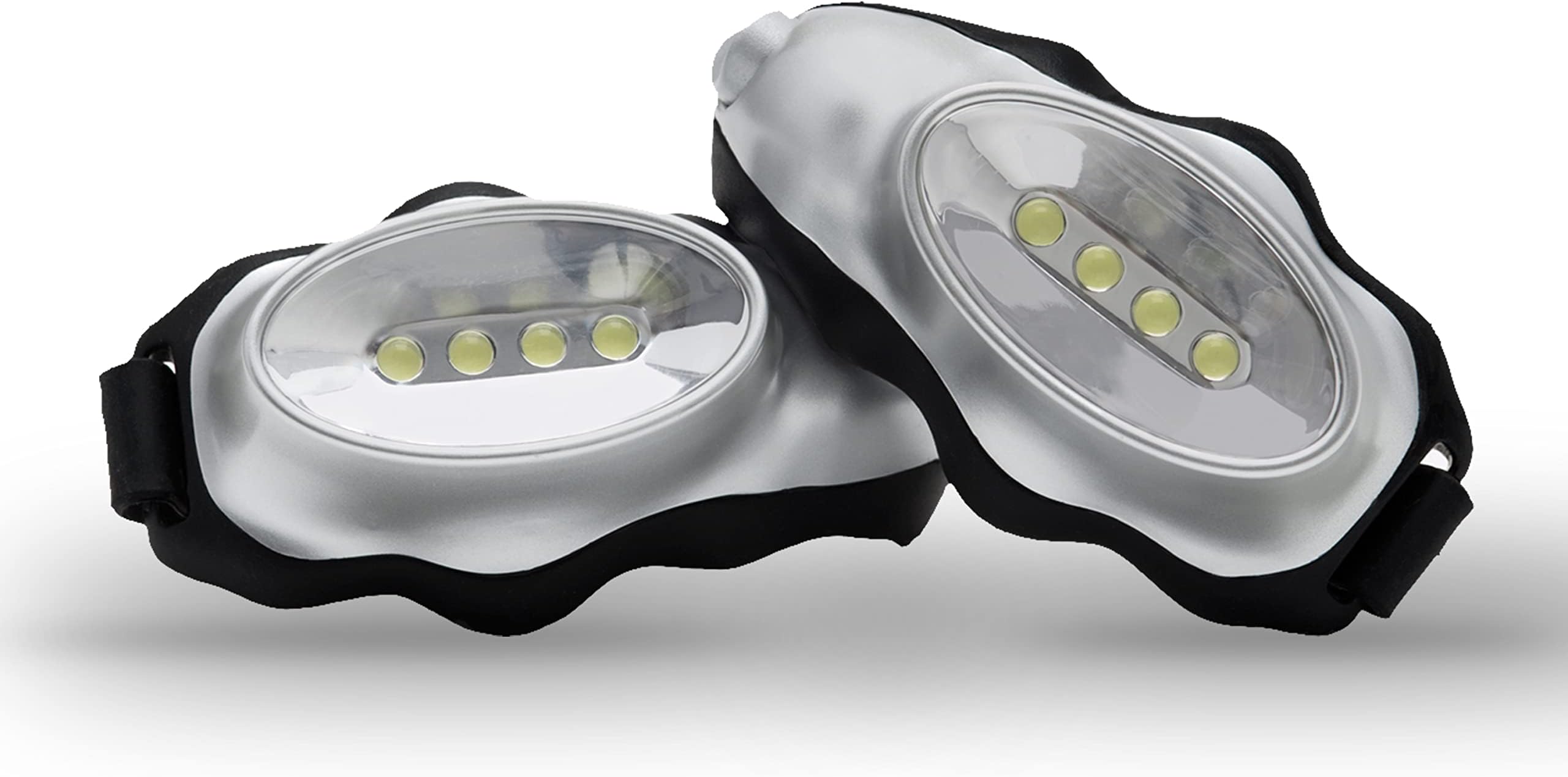 2-Pc Flashlights for Runners and Walkers - Dog Walking Flashlight - Grab and Go Lightweight Night Running Light (Silver)