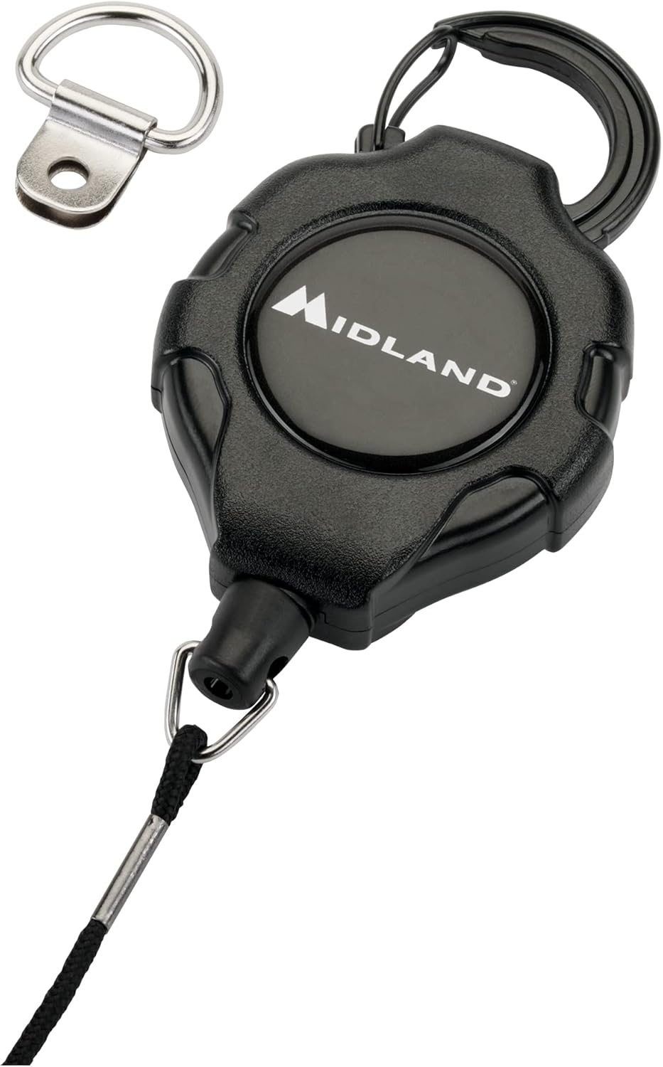 Midland – MXMCBK – Retractable Microphone Tether – Compatible with Midland MXT MicroMobiles & Microphones – 36” Kevlar Cord – 8” Nylon Attachment Loop – D Ring Mount – Made in The USA