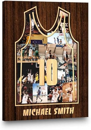 Personalized Basketball Jersey Wall Art with Photo Collage