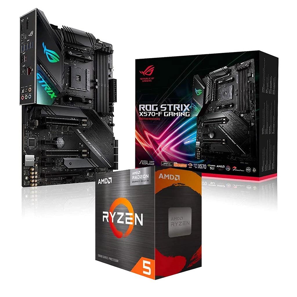 AMD Ryzen 5 5600G Desktop Processor 6 Cores up to 4.4GHz 19MB Cache AM4 Socket Bundled with ROG Strix X570-F Gaming ATX Motherboard Socket AM4