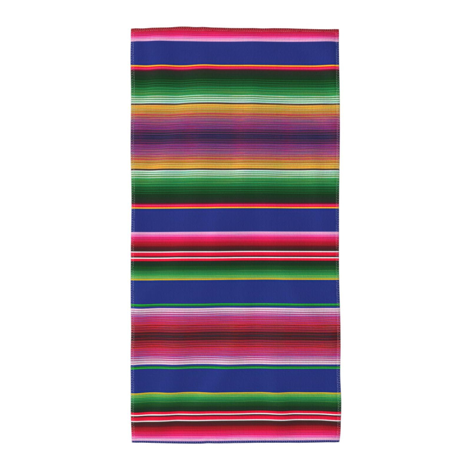 SDEGTHO Colorful Mexican Stripes Soft Absorbent Long Towel For Gym Sports Picnic Leisure Use