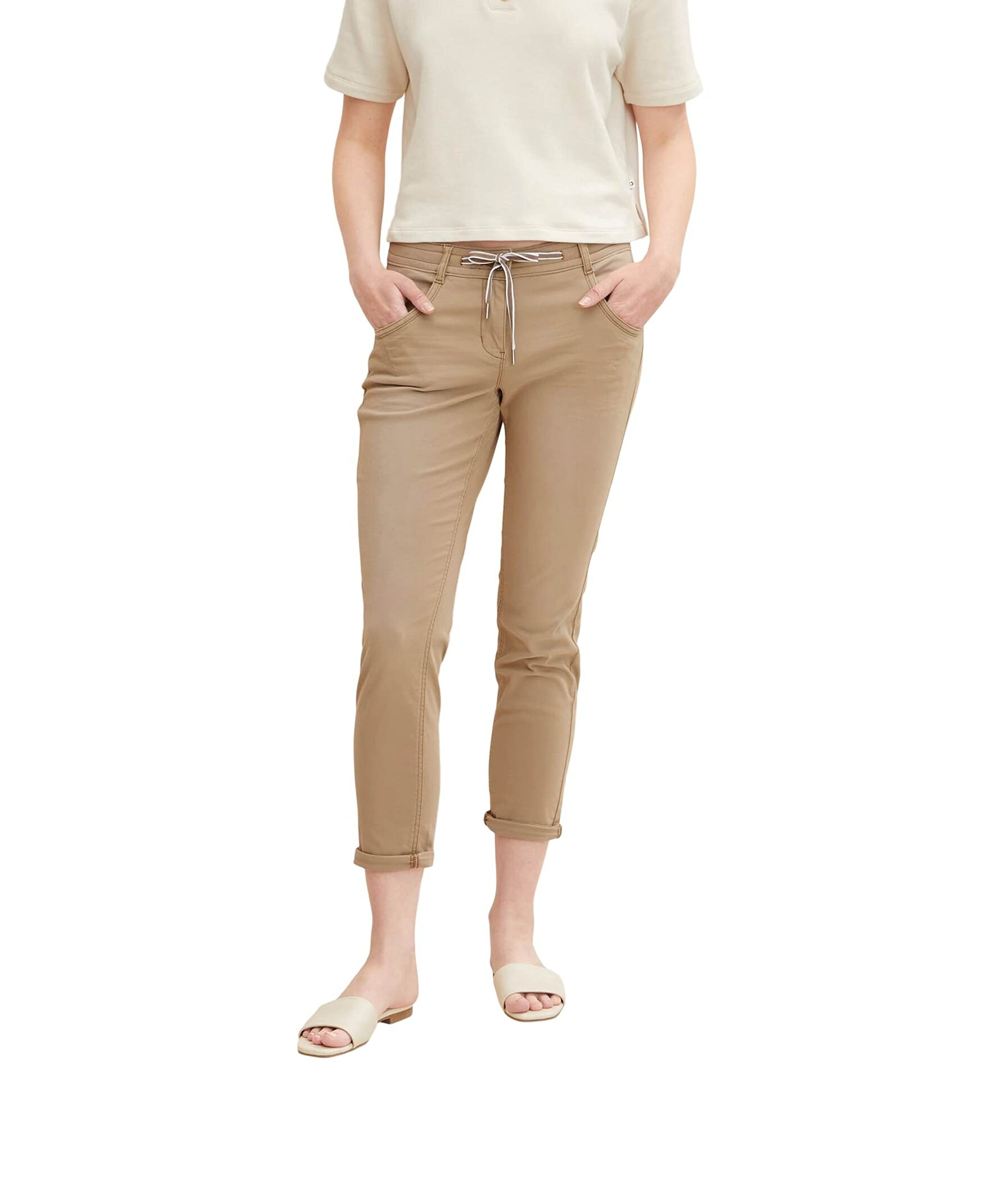 TOM TAILOR Women's Tapered relaxed trousers 1032046, 28722 - Dark Sepia, 36W / 28L