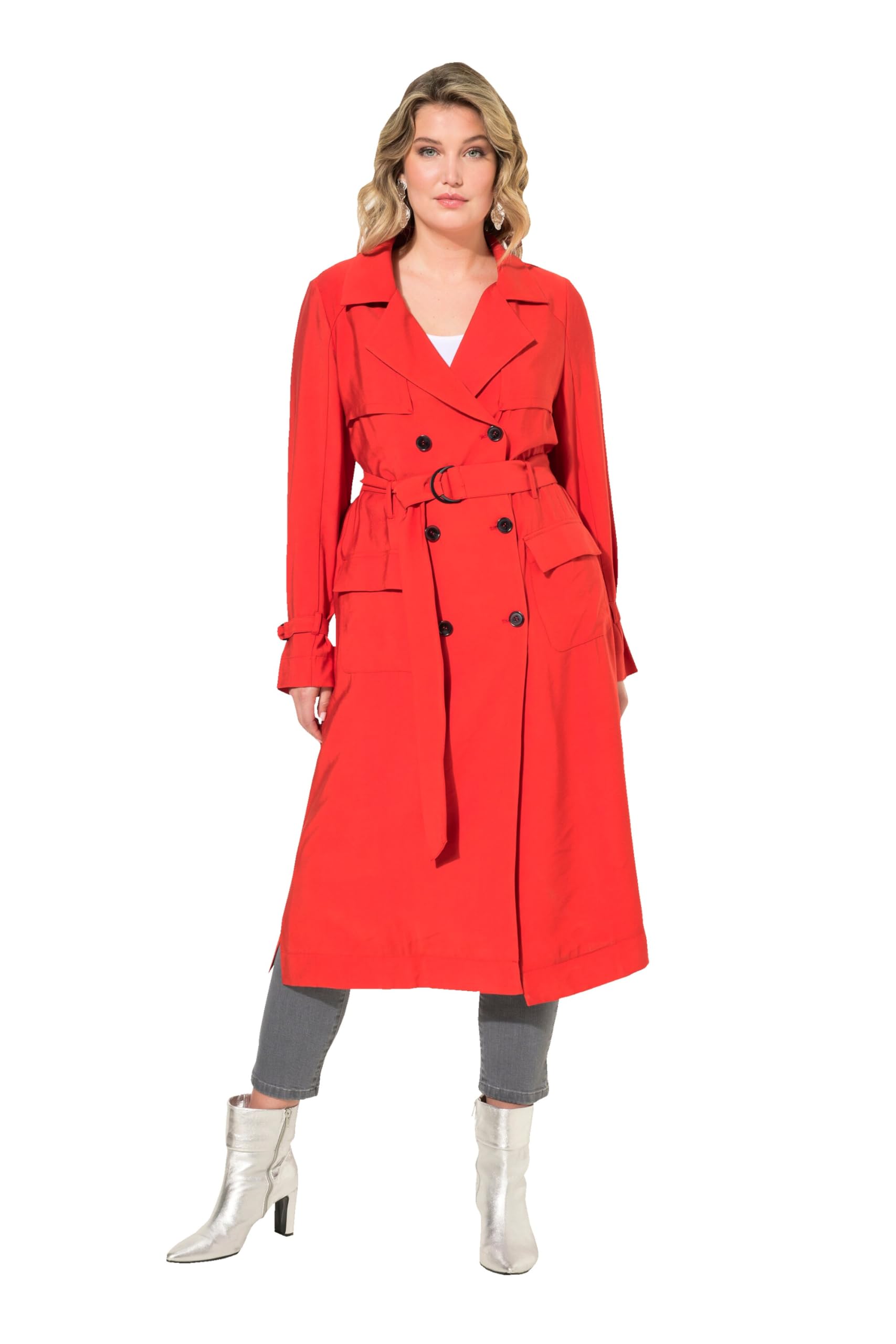MIAMODA Damen große Größen Übergrößen Plus Size Trenchcoat, Classic Fit, Jeansoptik 833987