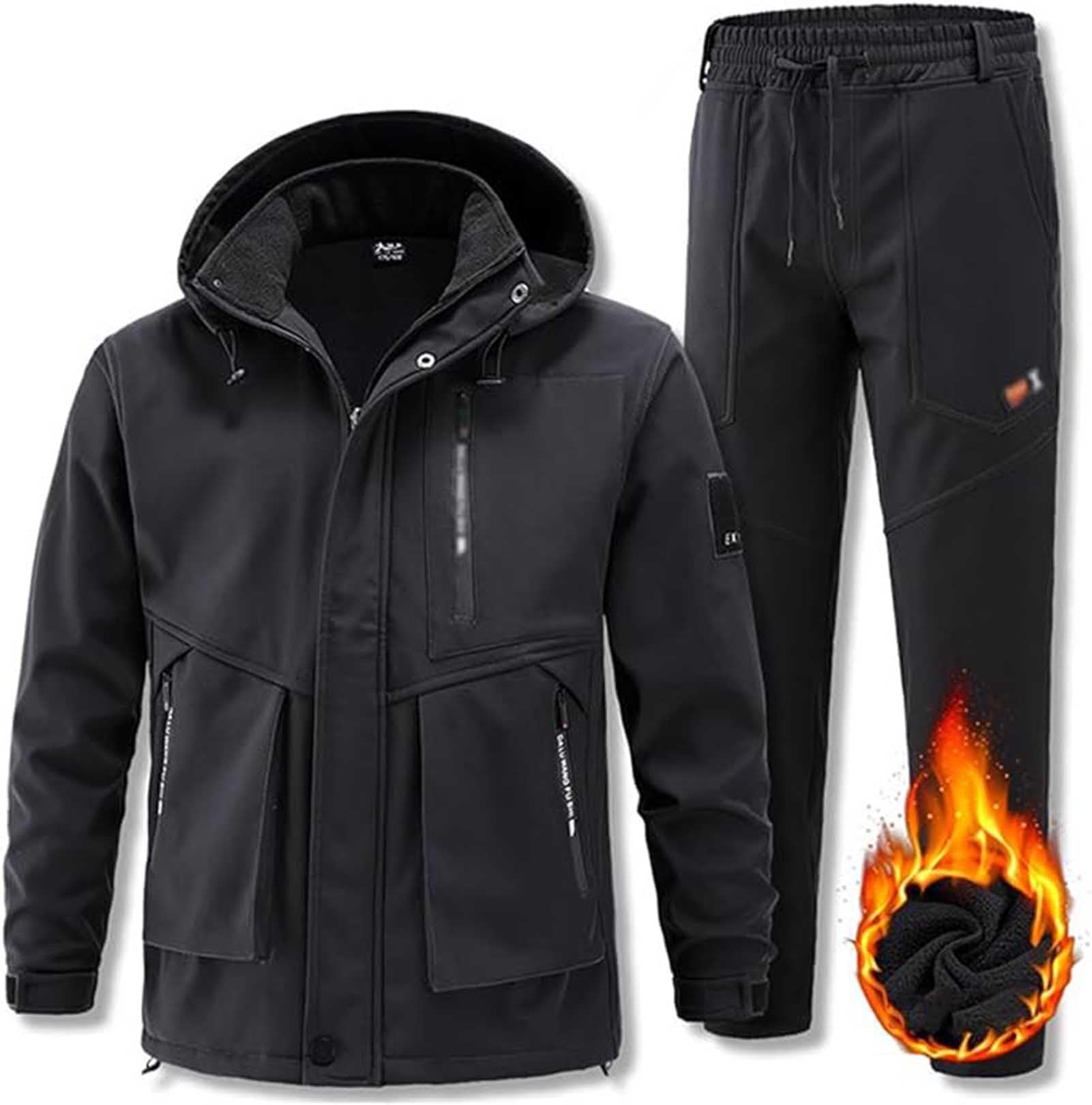 Generico Tuta da Sci da Uomo Abbigliamento da Sci Caldo Giacca E Pantaloni Giacca Antivento Impermeabile Pantaloni da Snowboard da Sci Abbigliamento Caldo All'aperto