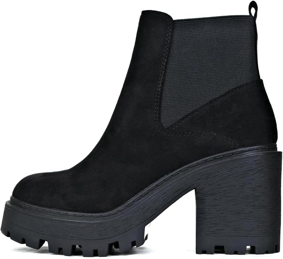 Soda YVES ~ Women's Chelsea Platform Block Heel Ankle Bootie